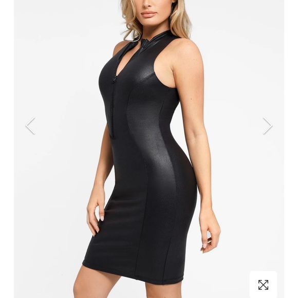 Popilush zipper shape wear pleather dress Medium - Picture 4 of 5